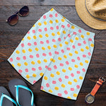 Pink And Yellow Macaron Pattern Print Men's Shorts