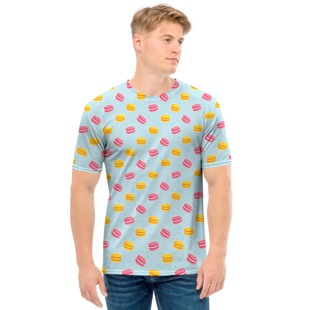 Pink And Yellow Macaron Pattern Print Men's T-Shirt