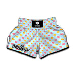 Pink And Yellow Macaron Pattern Print Muay Thai Boxing Shorts
