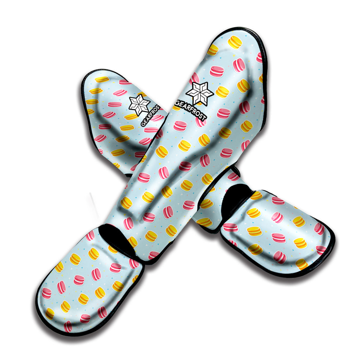 Pink And Yellow Macaron Pattern Print Muay Thai Shin Guard