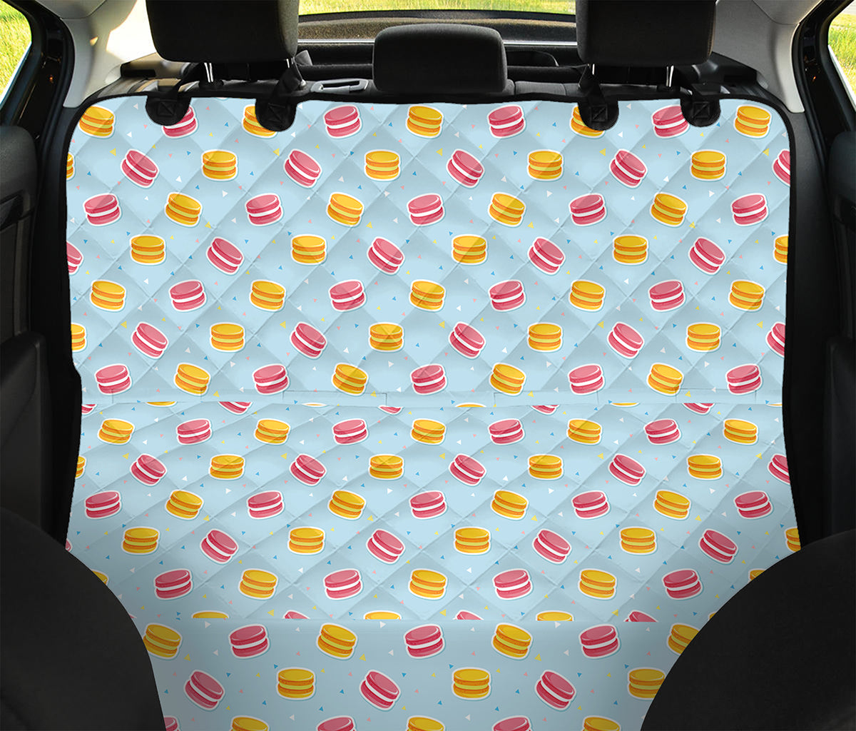 Pink And Yellow Macaron Pattern Print Pet Car Back Seat Cover