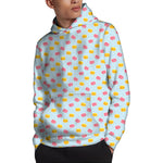 Pink And Yellow Macaron Pattern Print Pullover Hoodie