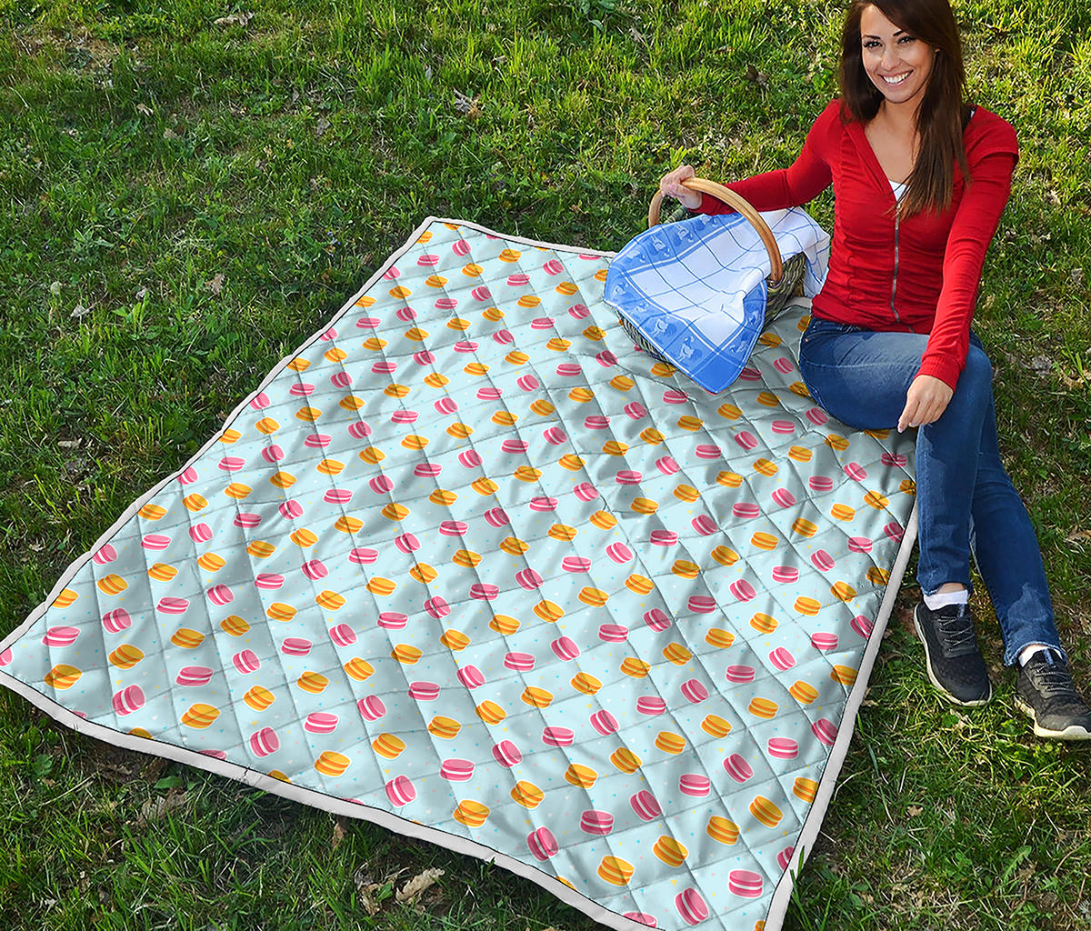 Pink And Yellow Macaron Pattern Print Quilt