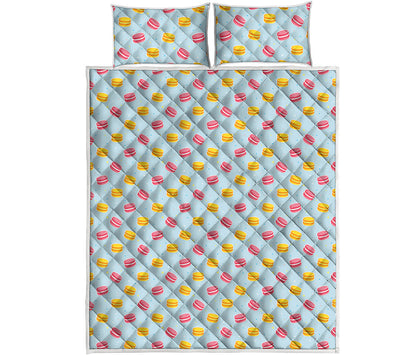 Pink And Yellow Macaron Pattern Print Quilt Bed Set