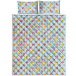 Pink And Yellow Macaron Pattern Print Quilt Bed Set