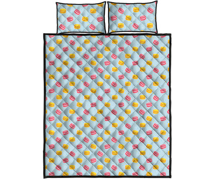 Pink And Yellow Macaron Pattern Print Quilt Bed Set