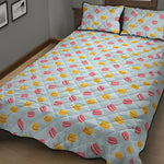 Pink And Yellow Macaron Pattern Print Quilt Bed Set
