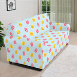 Pink And Yellow Macaron Pattern Print Sofa Cover