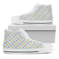 Pink And Yellow Macaron Pattern Print White High Top Sneakers