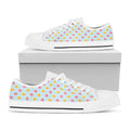 Pink And Yellow Macaron Pattern Print White Low Top Sneakers
