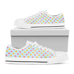 Pink And Yellow Macaron Pattern Print White Low Top Shoes
