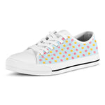 Pink And Yellow Macaron Pattern Print White Low Top Shoes