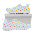 Pink And Yellow Macaron Pattern Print White Running Shoes