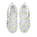 Pink And Yellow Macaron Pattern Print White Sneakers