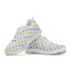 Pink And Yellow Macaron Pattern Print White Sneakers
