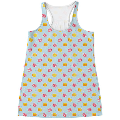 Pink And Yellow Macaron Pattern Print Women's Racerback Tank Top