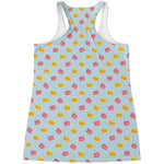 Pink And Yellow Macaron Pattern Print Women's Racerback Tank Top