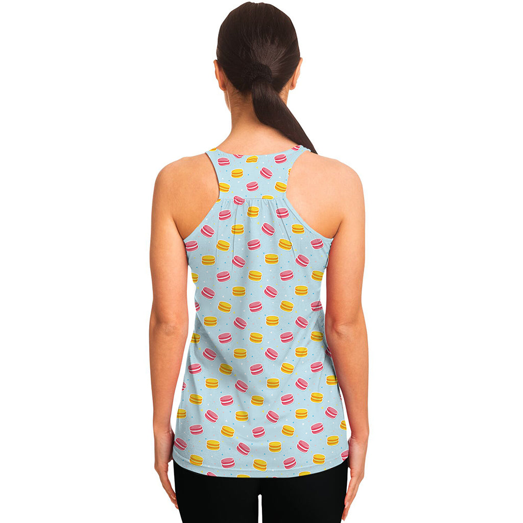 Pink And Yellow Macaron Pattern Print Women's Racerback Tank Top