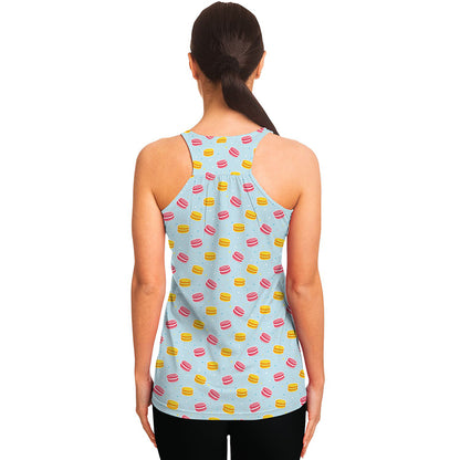 Pink And Yellow Macaron Pattern Print Women's Racerback Tank Top