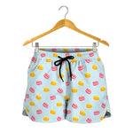 Pink And Yellow Macaron Pattern Print Women's Shorts