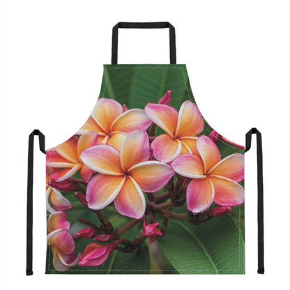 Pink And Yellow Plumeria Flower Print Apron