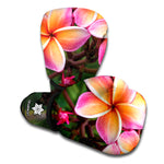 Pink And Yellow Plumeria Flower Print Boxing Gloves