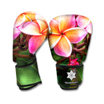 Pink And Yellow Plumeria Flower Print Boxing Gloves