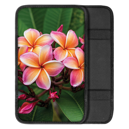 Pink And Yellow Plumeria Flower Print Car Center Console Cover