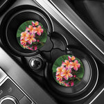 Pink And Yellow Plumeria Flower Print Car Coasters