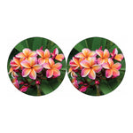Pink And Yellow Plumeria Flower Print Car Coasters