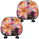 Pink And Yellow Plumeria Flower Print Car Headrest Covers