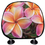 Pink And Yellow Plumeria Flower Print Car Headrest Covers