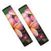 Pink And Yellow Plumeria Flower Print Car Seat Belt Covers