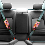 Pink And Yellow Plumeria Flower Print Car Seat Belt Covers