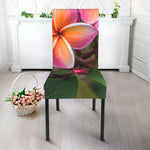 Pink And Yellow Plumeria Flower Print Dining Chair Slipcover