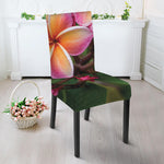 Pink And Yellow Plumeria Flower Print Dining Chair Slipcover