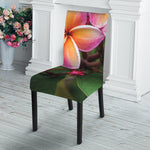 Pink And Yellow Plumeria Flower Print Dining Chair Slipcover