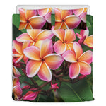 Pink And Yellow Plumeria Flower Print Duvet Cover Bedding Set