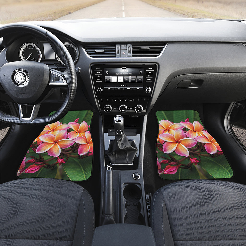 Pink And Yellow Plumeria Flower Print Front Car Floor Mats