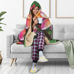 Pink And Yellow Plumeria Flower Print Hooded Blanket