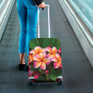 Pink And Yellow Plumeria Flower Print Luggage Cover