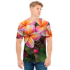 Pink And Yellow Plumeria Flower Print Men's T-Shirt