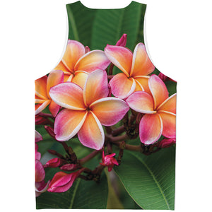 Pink And Yellow Plumeria Flower Print Men's Tank Top