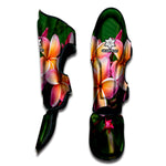 Pink And Yellow Plumeria Flower Print Muay Thai Shin Guard