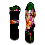 Pink And Yellow Plumeria Flower Print Muay Thai Shin Guard