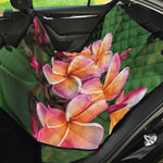 Pink And Yellow Plumeria Flower Print Pet Car Back Seat Cover