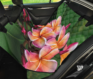 Pink And Yellow Plumeria Flower Print Pet Car Back Seat Cover