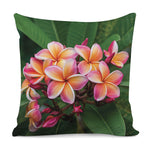 Pink And Yellow Plumeria Flower Print Pillow Cover