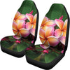 Pink And Yellow Plumeria Flower Print Universal Fit Car Seat Covers