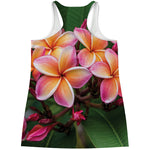 Pink And Yellow Plumeria Flower Print Women's Racerback Tank Top